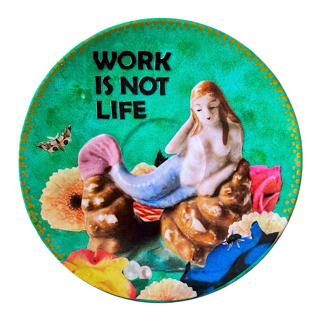 "Work Is Not Life" Green Art Plate - House of Frisson