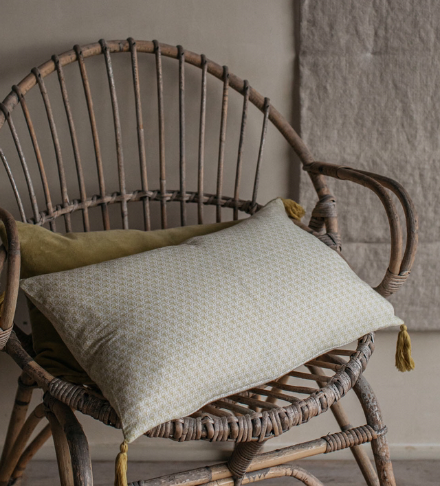 Tassel Flower Cushion - Olive