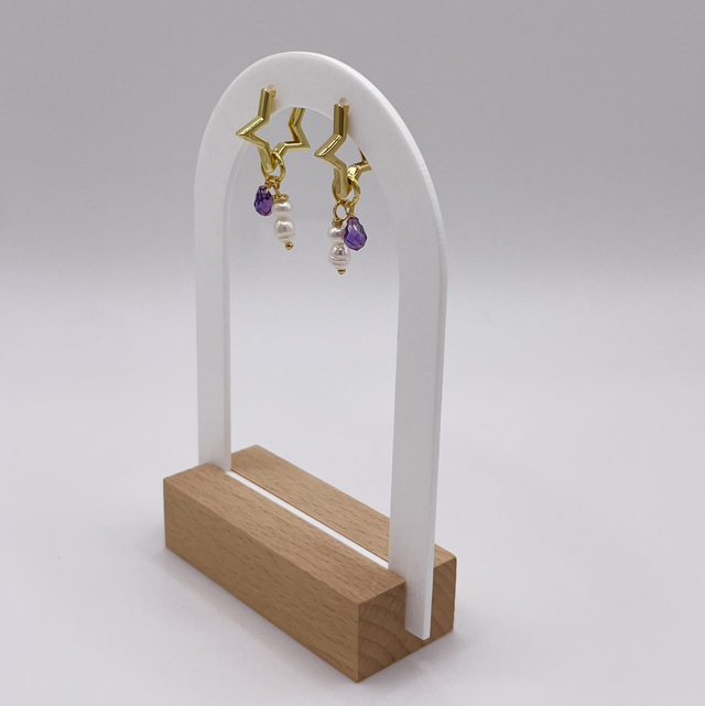 STAR HOOP GOLD - Süßwasserperlen & Glasperlen