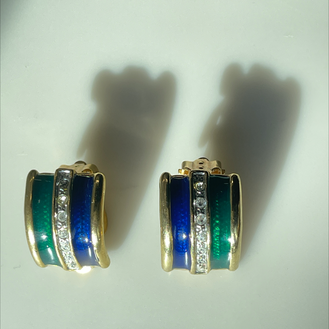 Ohrclips grün blau gold 