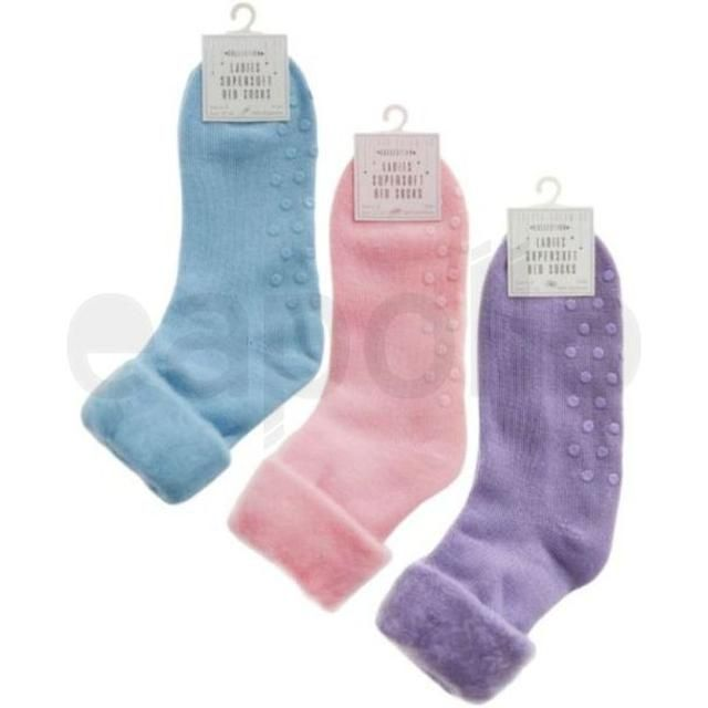 Ladies Forever Dreaming Collection Plain Bed Socks With Grip - Assorted