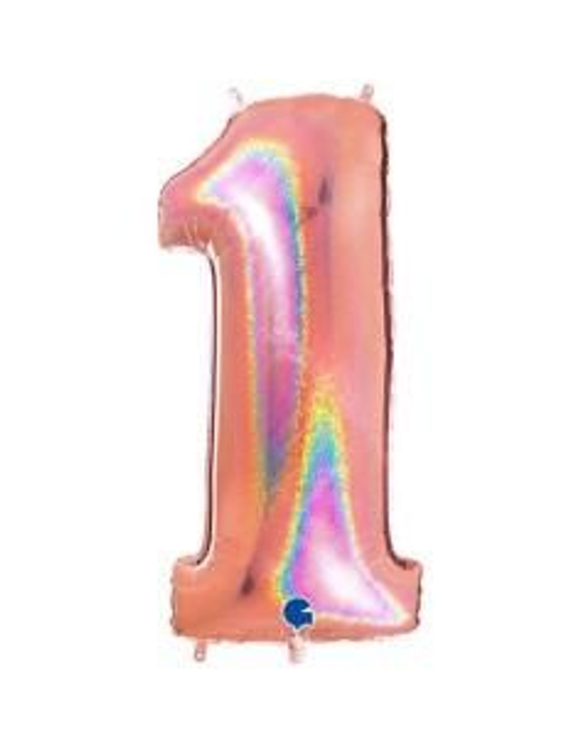 Numero 1 Holografico Rosa Gold