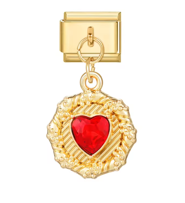 Charm con Corazón Rojo colgante Dorado