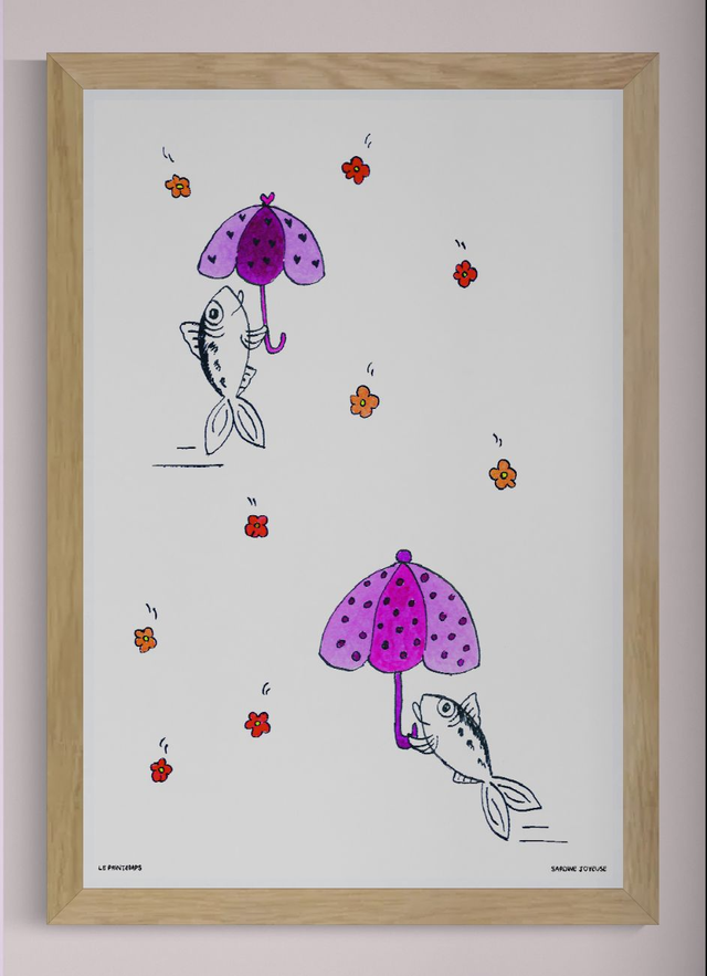 Le Printemps – Carte postale illustrée de sardines