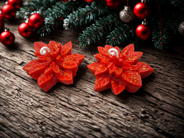 2 Fleurs de noël.  Senteur pain d&#039;épice 