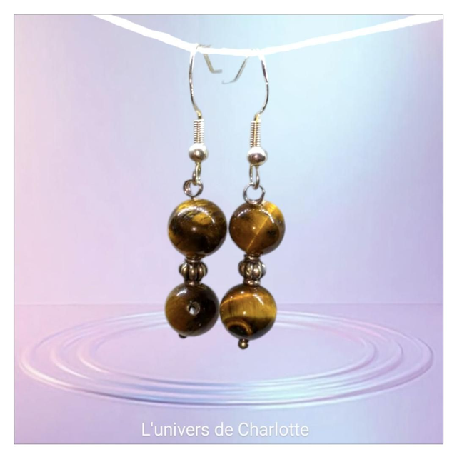 Boucles d&#039;oreilles &quot;Oeil de tigre&quot; BO-087
