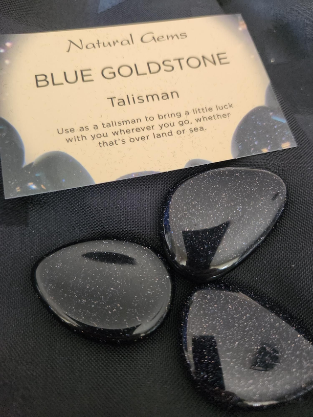 Blue Goldstone worry stone 