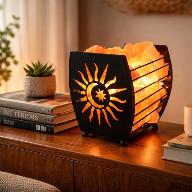 "Brasero lune & soleil" - Lampe de sel d'Himalaya
