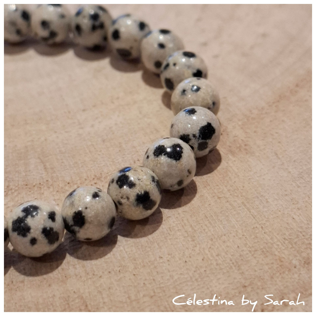 Bracelet Jaspe Dalmatien 6mm Taille Dame