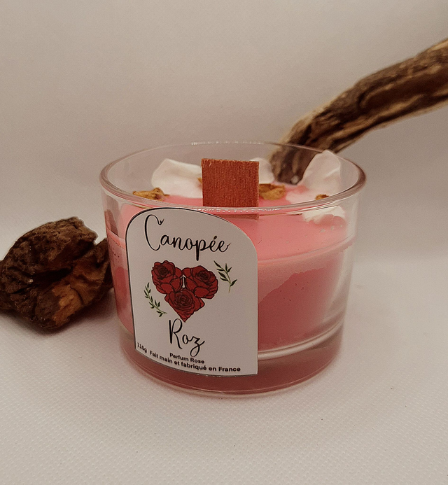 Bougie &quot;Roz&quot;, parfum &quot;Rose de jardin&quot;