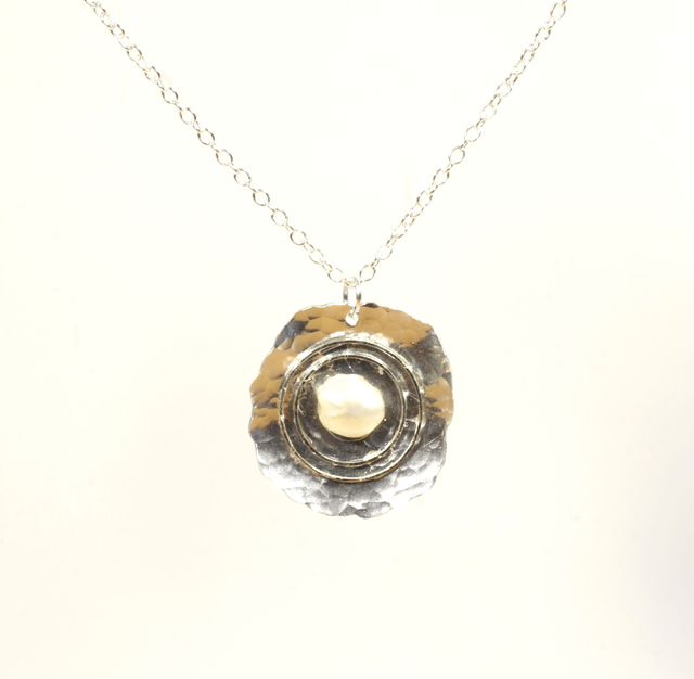 Hammered Flower with Pearl