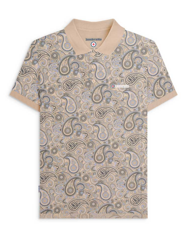 Lambretta SS0031 Paisley Brand Polo - Stone 