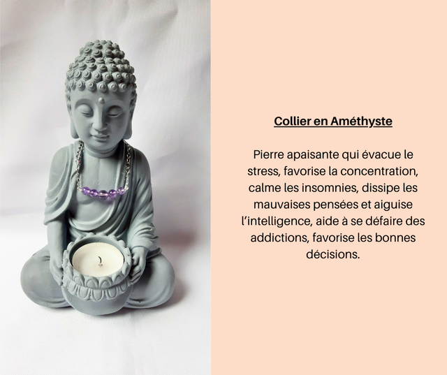 8- Collier en Améthyste- 5 pierres