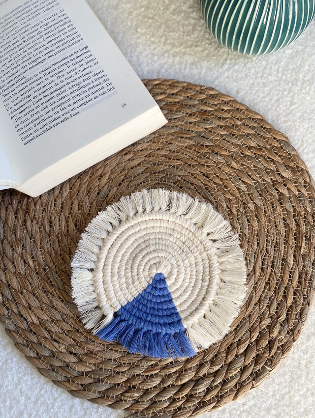 Dessous de verre collection Linaé – Blanc et bleu