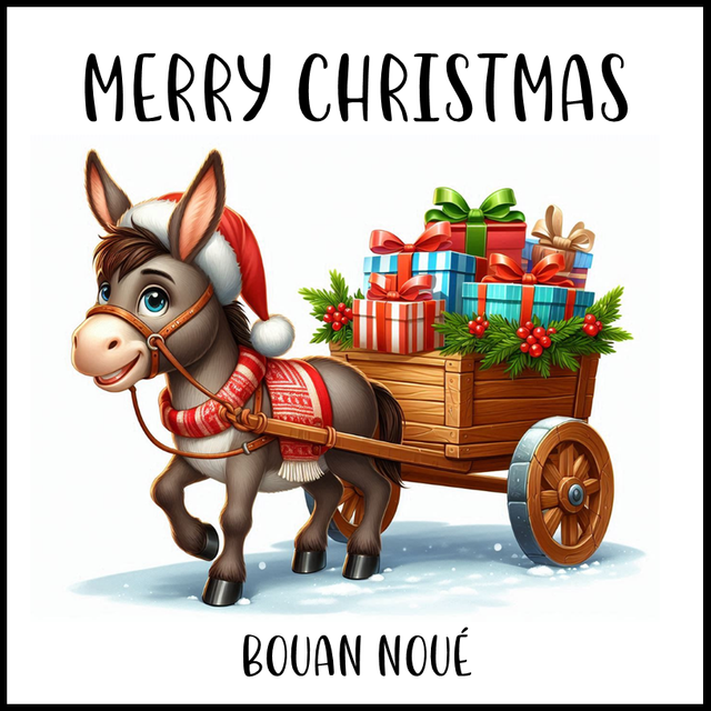 102A - CHRISTMAS CARD - DONKEY 1