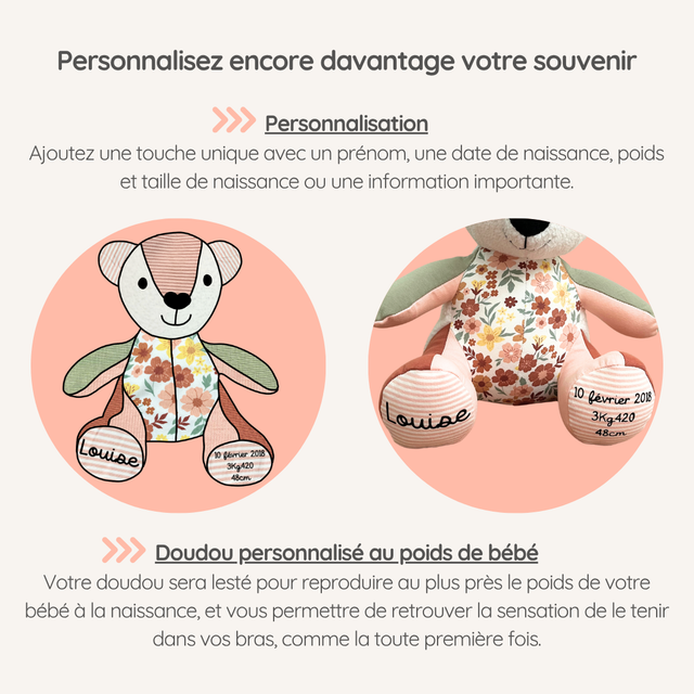 Doudou Souvenir personnalisé – Créé à partir de vos vêtements