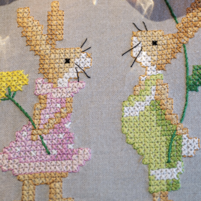 Embroidery Kit: Table Runner: Easter Rabbits