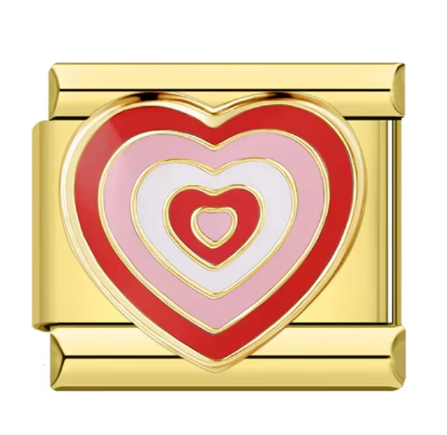 Charm Corazón Tonos Rojo Dorado