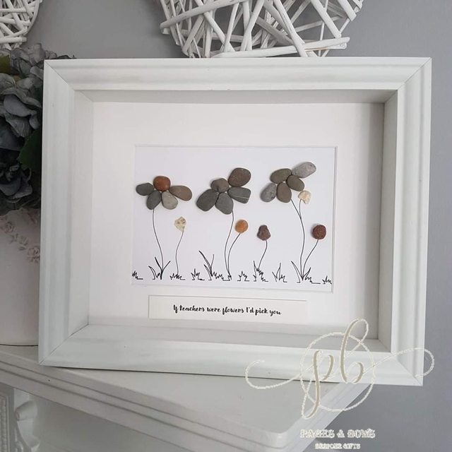 Thank you teacher pebble art flower design 