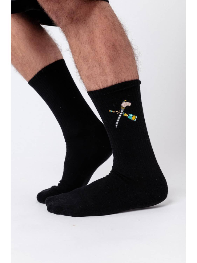  Champagnersäbel | Bestickte Bio Baumwoll Socken (Fashion Drinks)