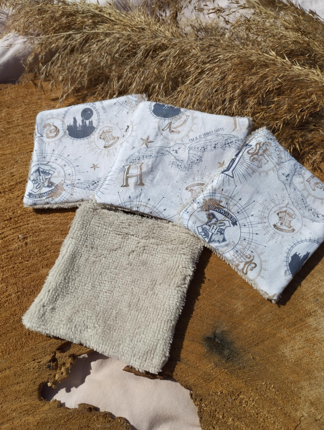 Lot de 5 cotons lavables - motif Hogward (Harry Potter)