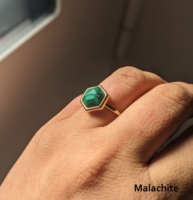 PRECOMMANDE - "Gema" - Bague Plaqué Or, (5 Pierres au choix)