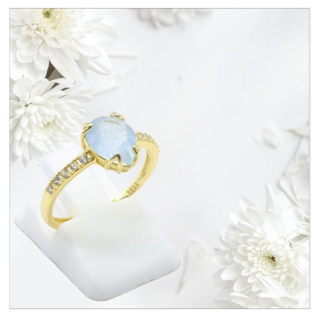 "Aigue-marine" - Bargue argent 925 