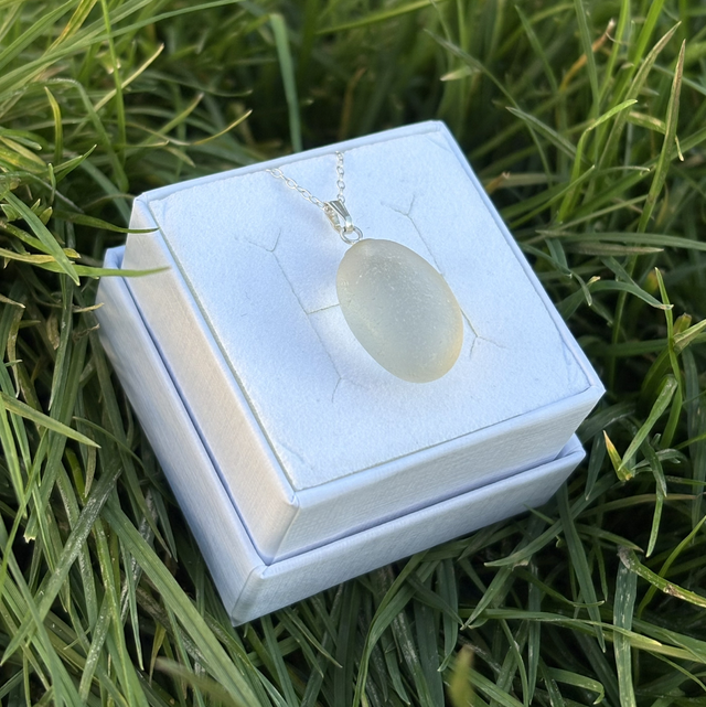 White Seaglass Bubble Necklace