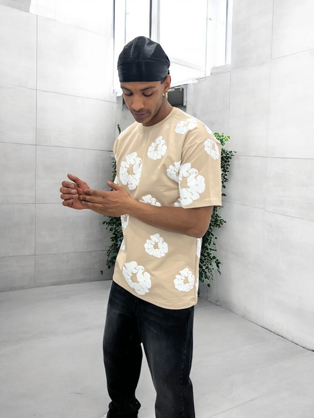 TEE-SHIRT MOTIF FLEUR INVICTUS PARIS HOMME
