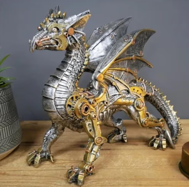 Steampunk beeldje mechanische Draak (22cm)