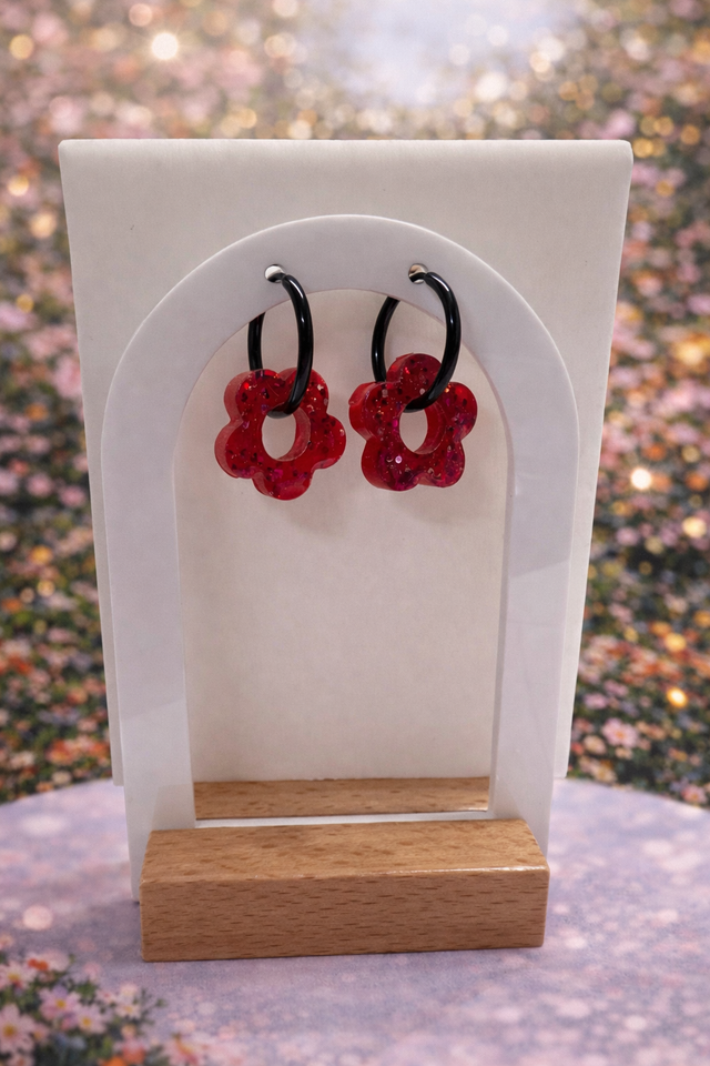 Fleurs rouges, pailletée