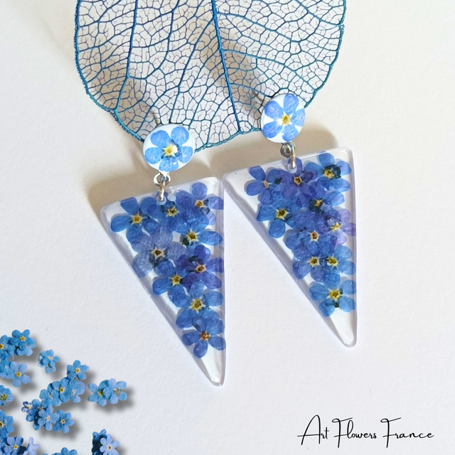 Boucles d&#039;oreilles Myosotis (Ne m&#039;oubliez pas)   (4)