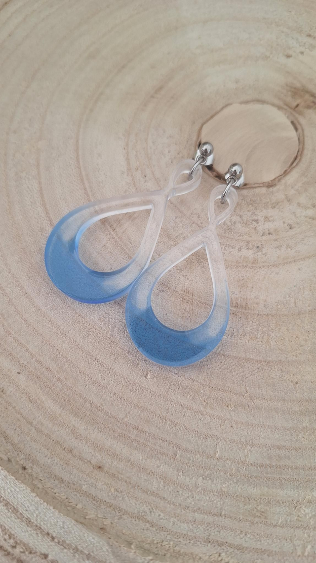 Boucles d&#039;oreilles infinis bleu/transparent 