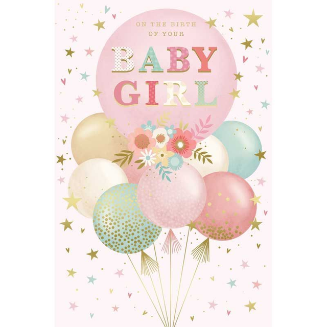 GIRL Birth Baby CARD STUNNING QUALITY.
