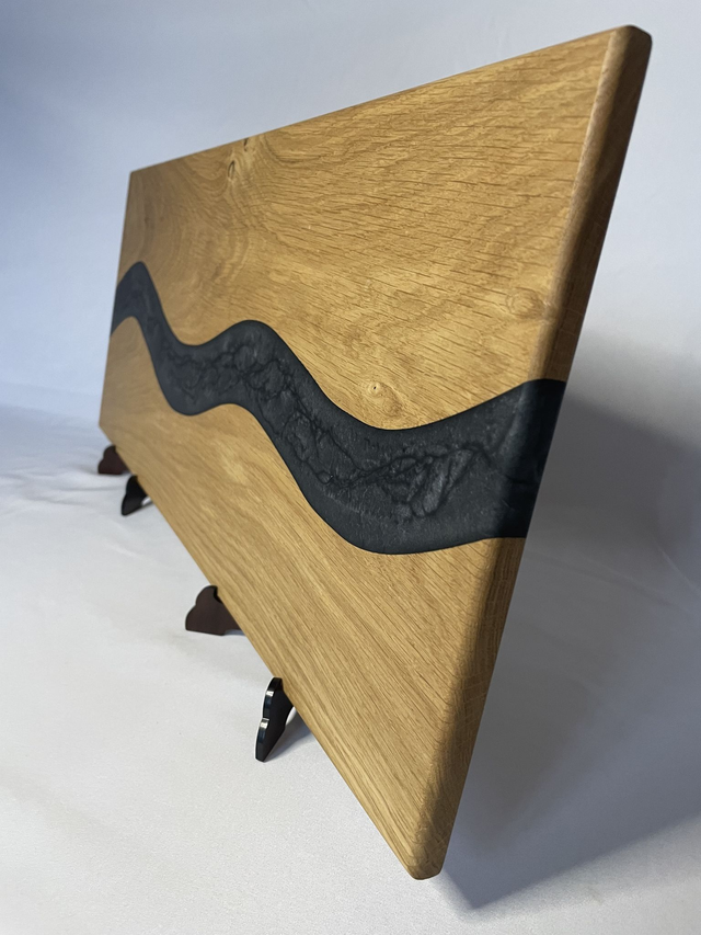 Serveerplank Eikenhout en Epoxy Grijs