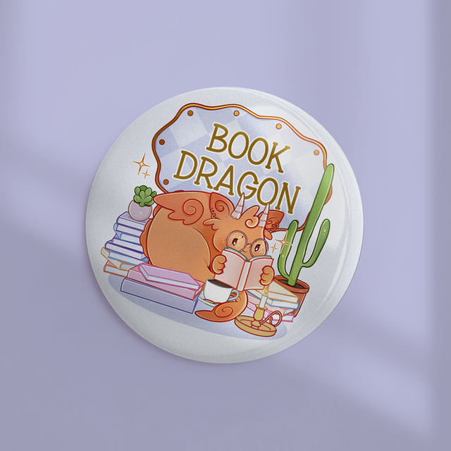 Badge effet or 58mm BOOK DRAGON
