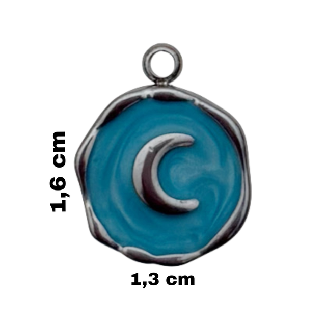 Charm luna smaltata celeste 