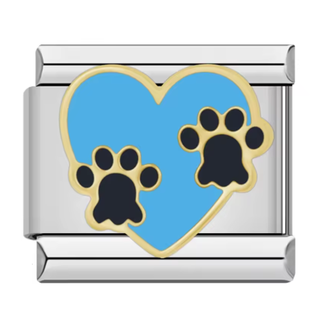 Charm Corazón con Patitas Celeste