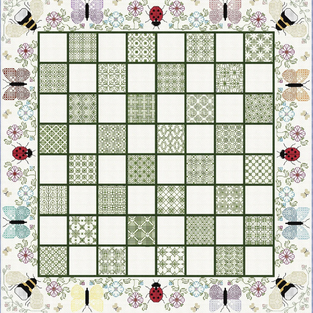 Botanical Chessboard Cross Stitch Kit 