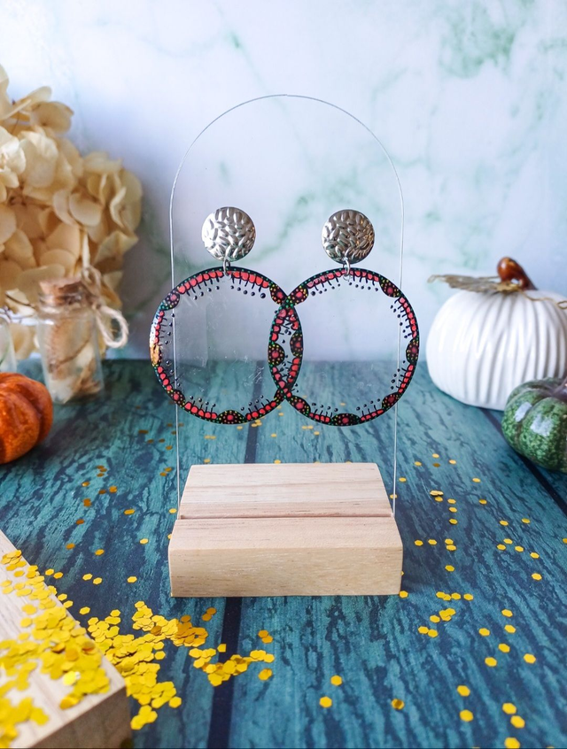 Collection Céleste - Boucles d'oreilles Verres de lunettes - Nuances de rouge