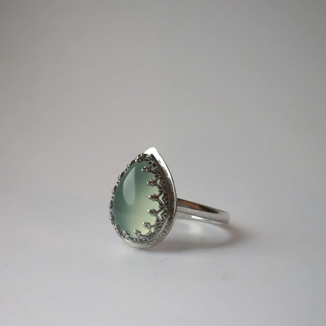 Sterling Silver Ring with Aqua Chalcedony 