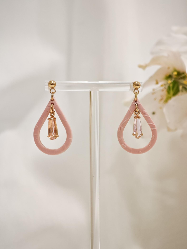 Dusty Pink - Spring Edition kaplja uhani s potiskom