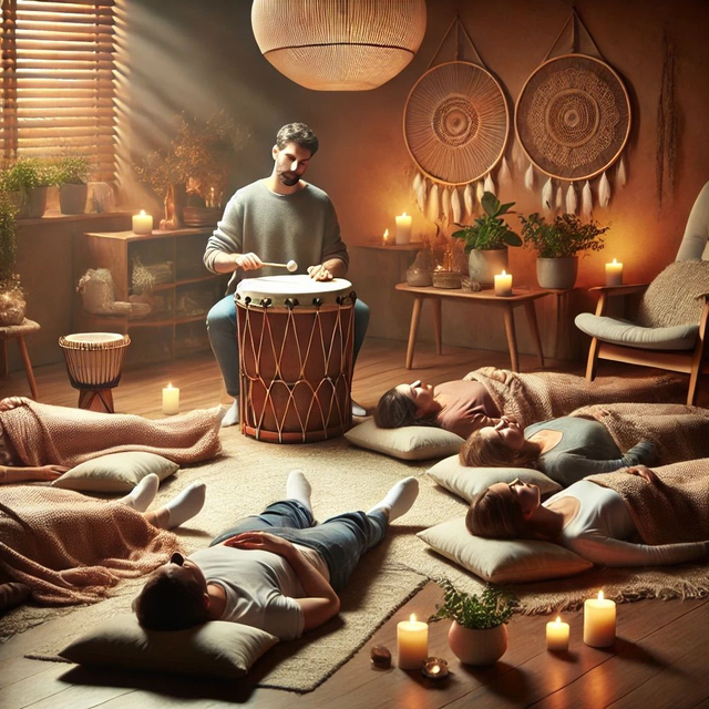 Méditation aux tambours chamaniques en groupe