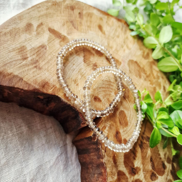 Smokey Quartz Disc Shaped Beaded Bracelet 