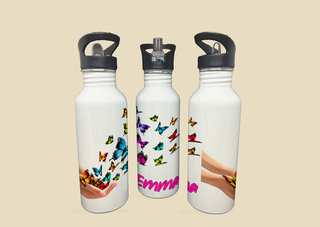 Gourde bec paille 600ml Blanche