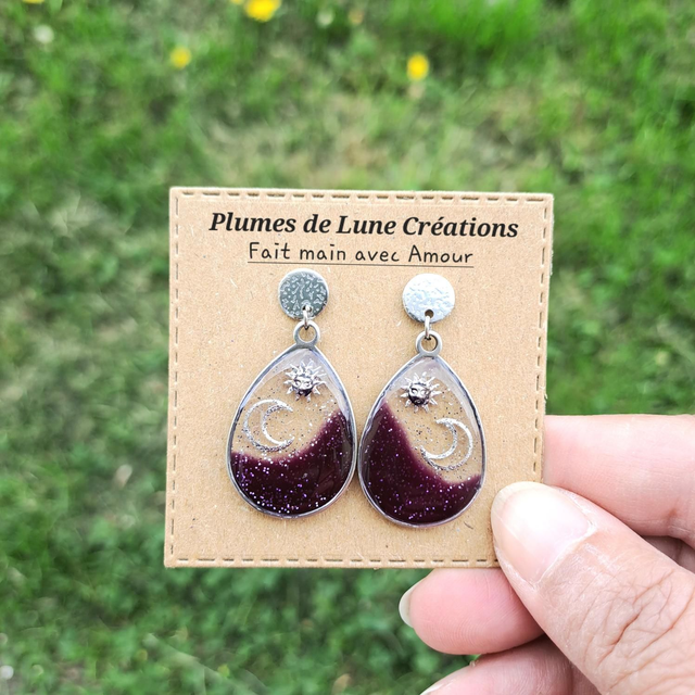 Boucles d'oreilles Soleil & Lune
