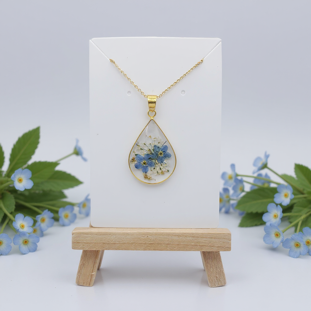 Forget-Me-Not Teardrop Necklace, 18K Gold-Plated Necklace
