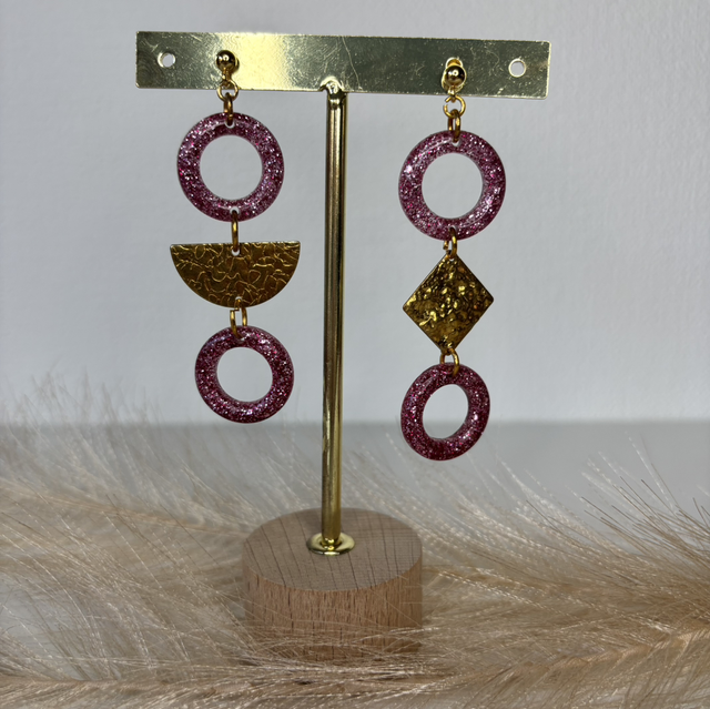 Boucle d’oreilles paillettes roses