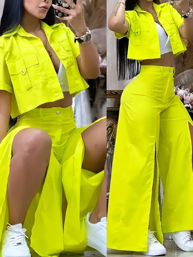 Women's Vibrant Yellow Casual Two-Piece Set