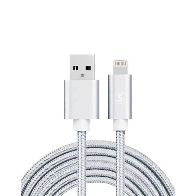 SiGN USB till Lightning Kabel, 2.4A, 2m, Nylon - Silver